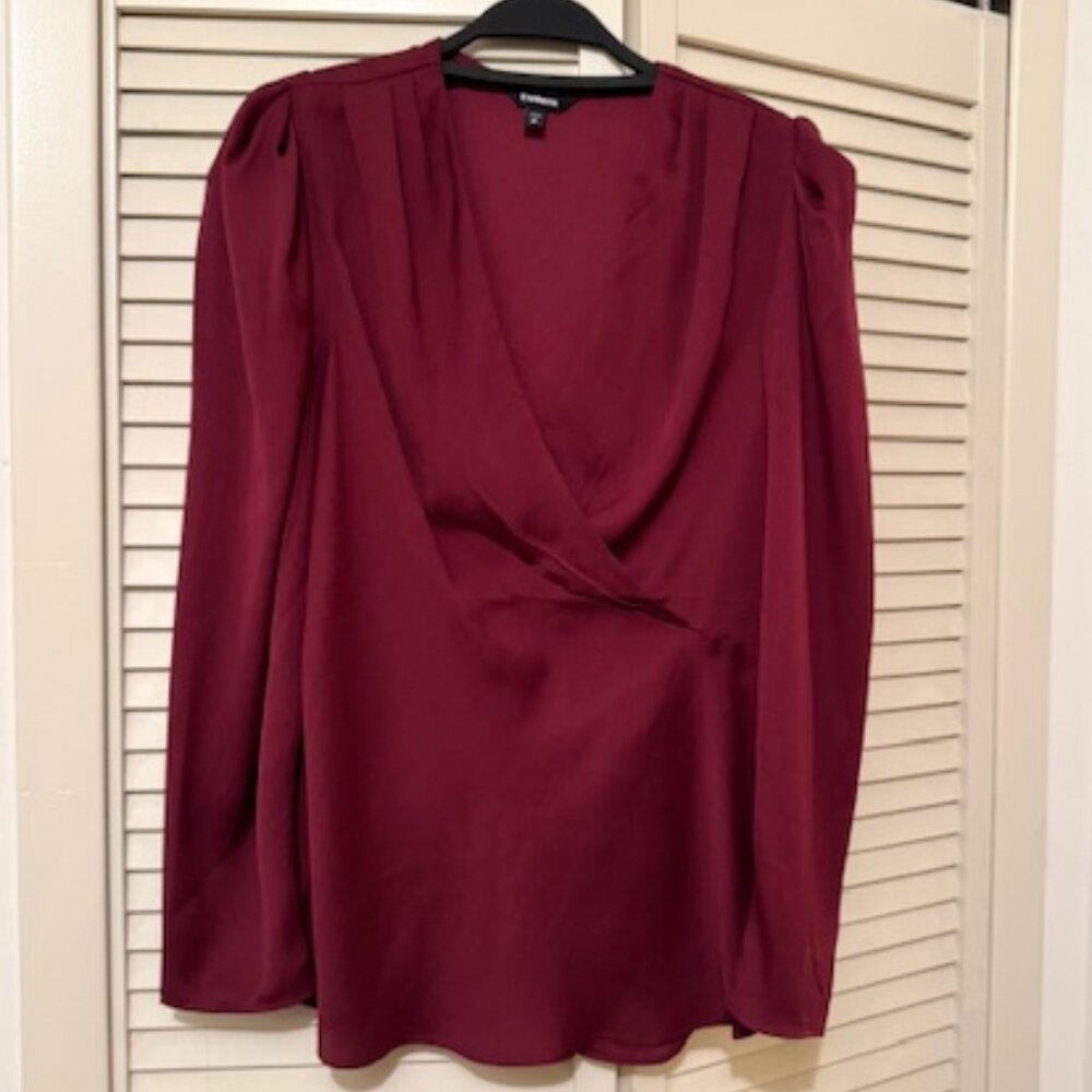 Express red silky blouse size Medium